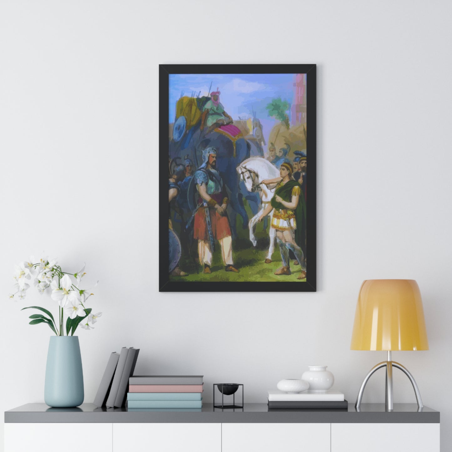 King Porus Surrender to Alexander the Great Framed Painting Poster