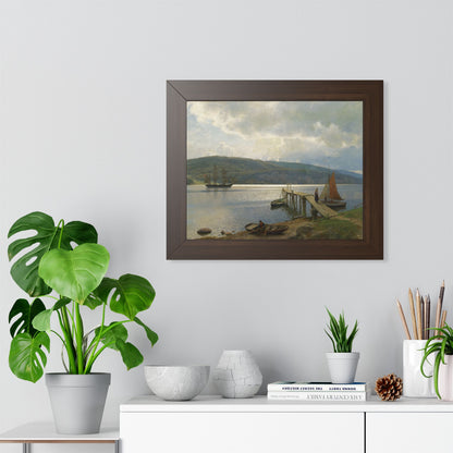 The Jetty at Feste near Moss Framed Print | Hans Gude