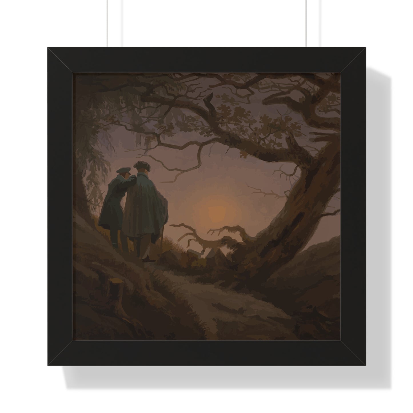 Historical Two Men Contemplating the Moon Framed Painting Poster