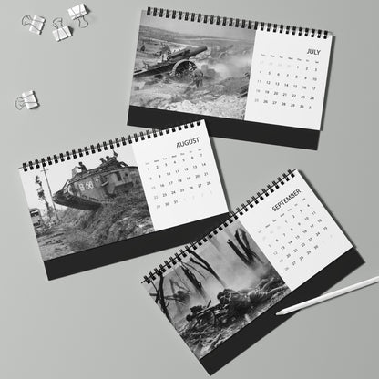 War History Desktop Calendar 2027 — World War I Vintage Photo Grid Calendar