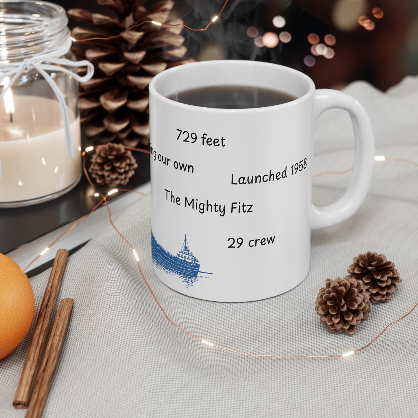 SS Edmund Fitzgerald Mug – Great Lakes Shipwreck History Coffee Cup 11oz