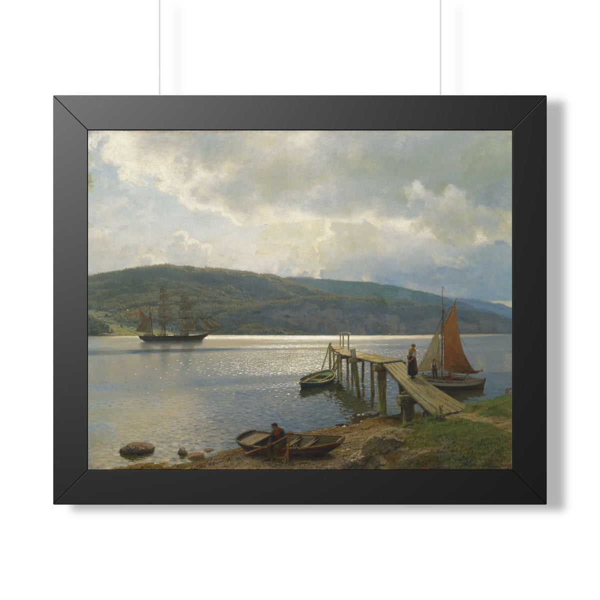 The Jetty at Feste near Moss Framed Print | Hans Gude