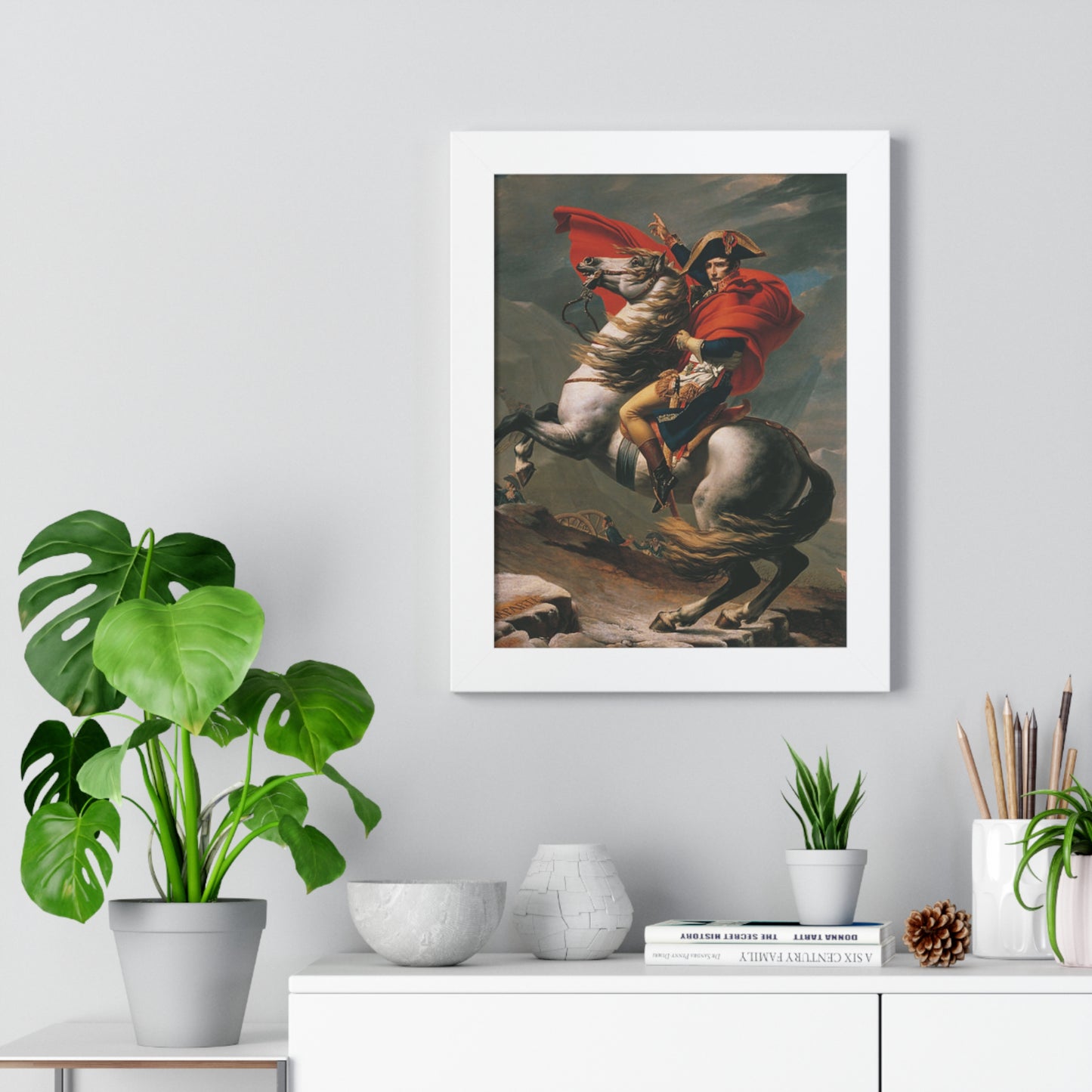 Historical Napoleon Bonaparte at the Great St. Bernard Mountain Alps Painting Poster