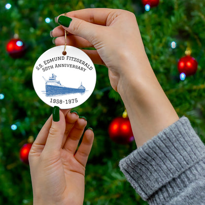 S.S. Edmund Fitzgerald 50th Anniversary Ceramic Ornament
