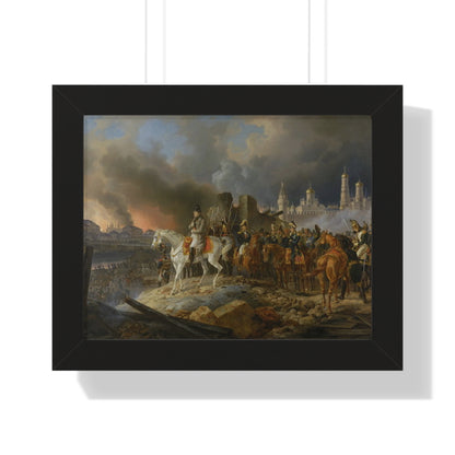 Napoleon Bonaparte in Burning Moscow Framed Painting Poster