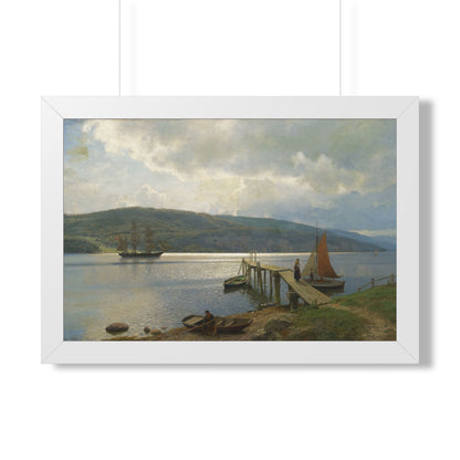 The Jetty at Feste near Moss Framed Print | Hans Gude