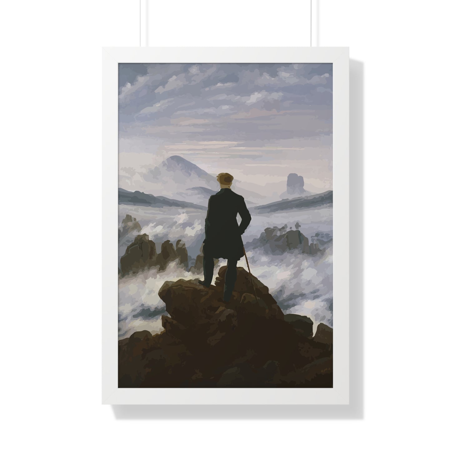 Historical Wanderer above the Fog Framed Painting Framed