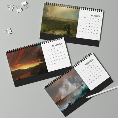 2027 Scenic Landscape Desktop Calendar (Grid Layout)