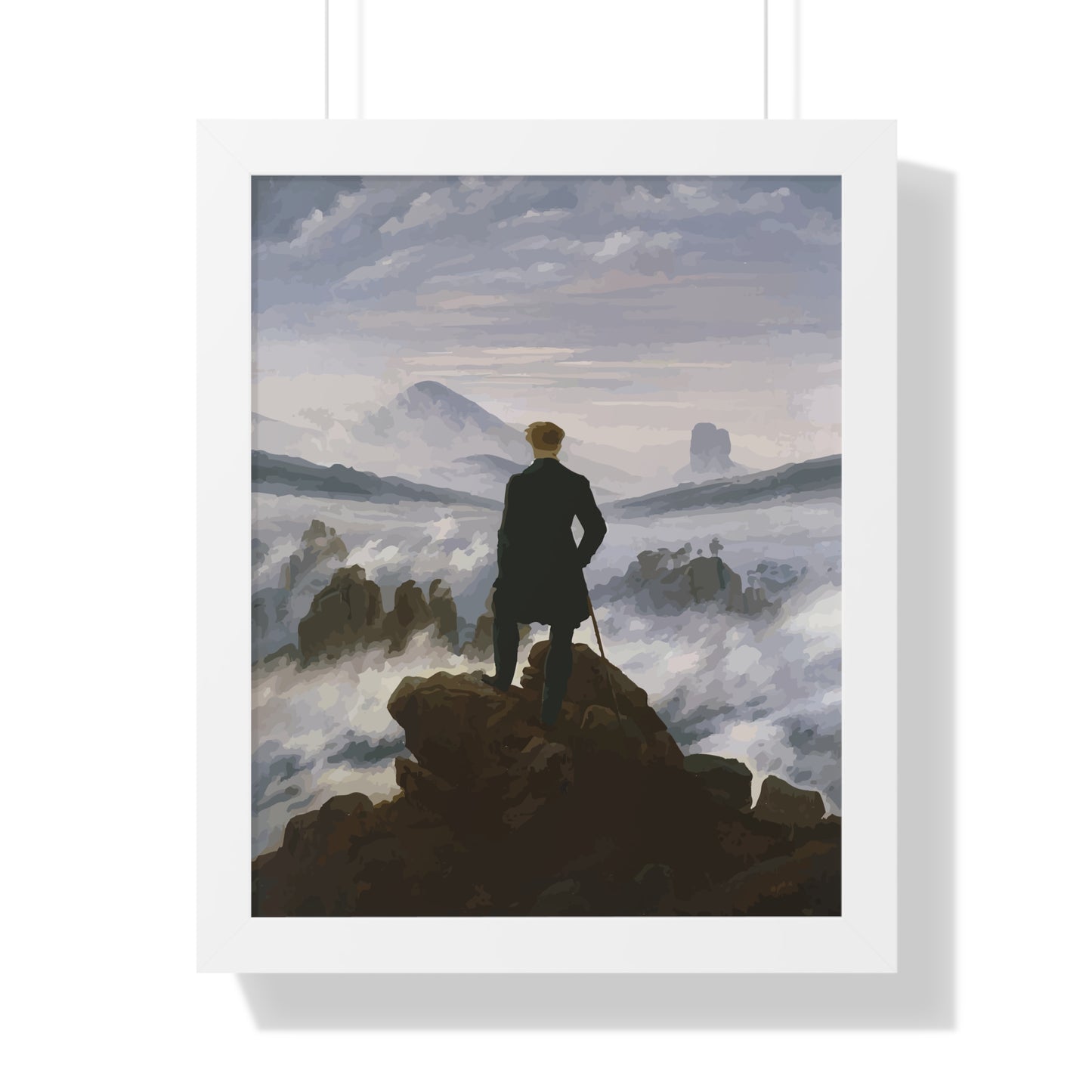 Historical Wanderer above the Fog Framed Painting Framed