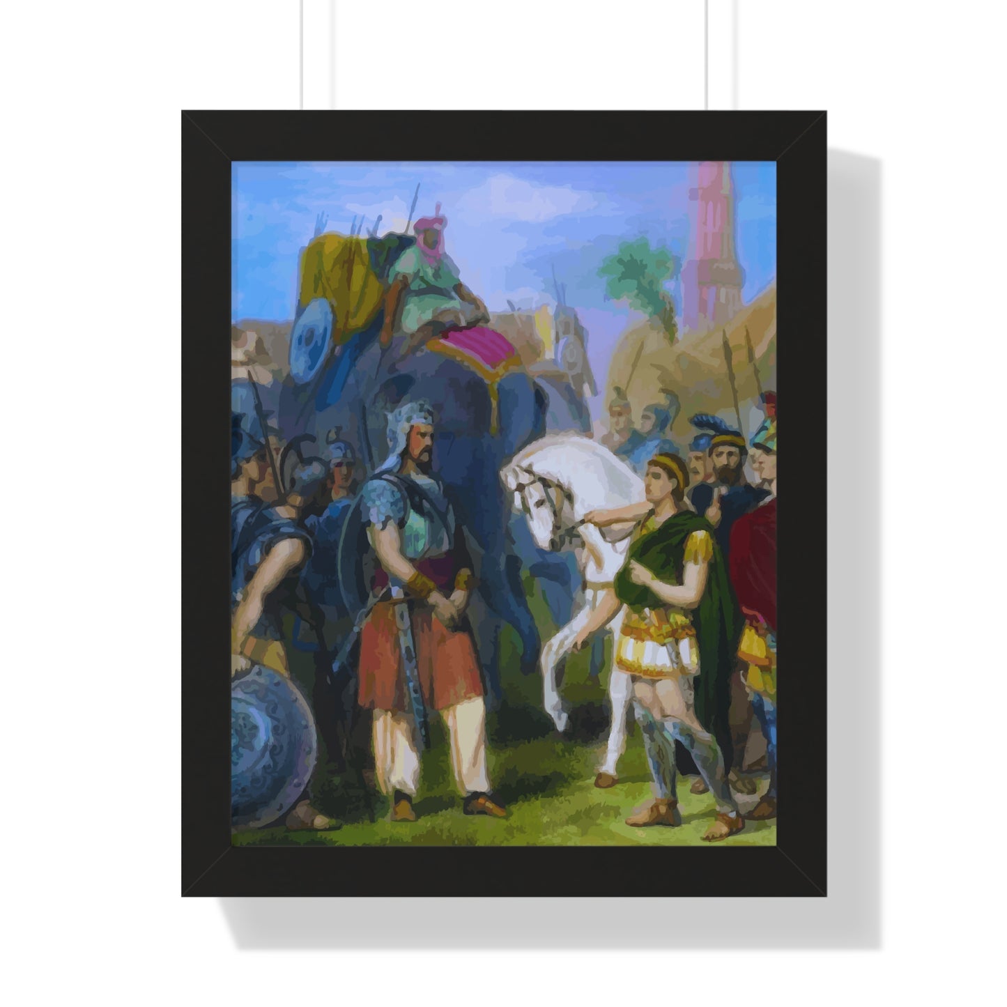 King Porus Surrender to Alexander the Great Framed Painting Poster