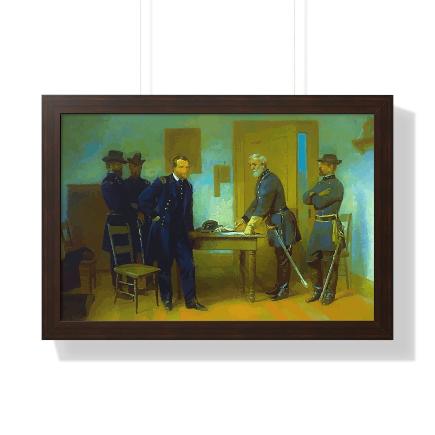 Robert E. Lee Surrenders at Appomattox to General Grant Framed Painting Poster