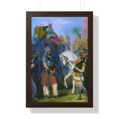 King Porus Surrender to Alexander the Great Framed Painting Poster