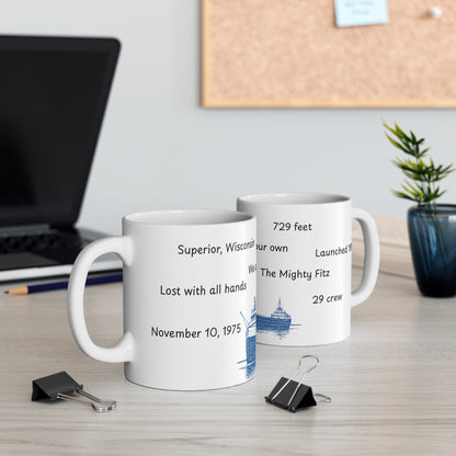 SS Edmund Fitzgerald Mug – Great Lakes Shipwreck History Coffee Cup 11oz