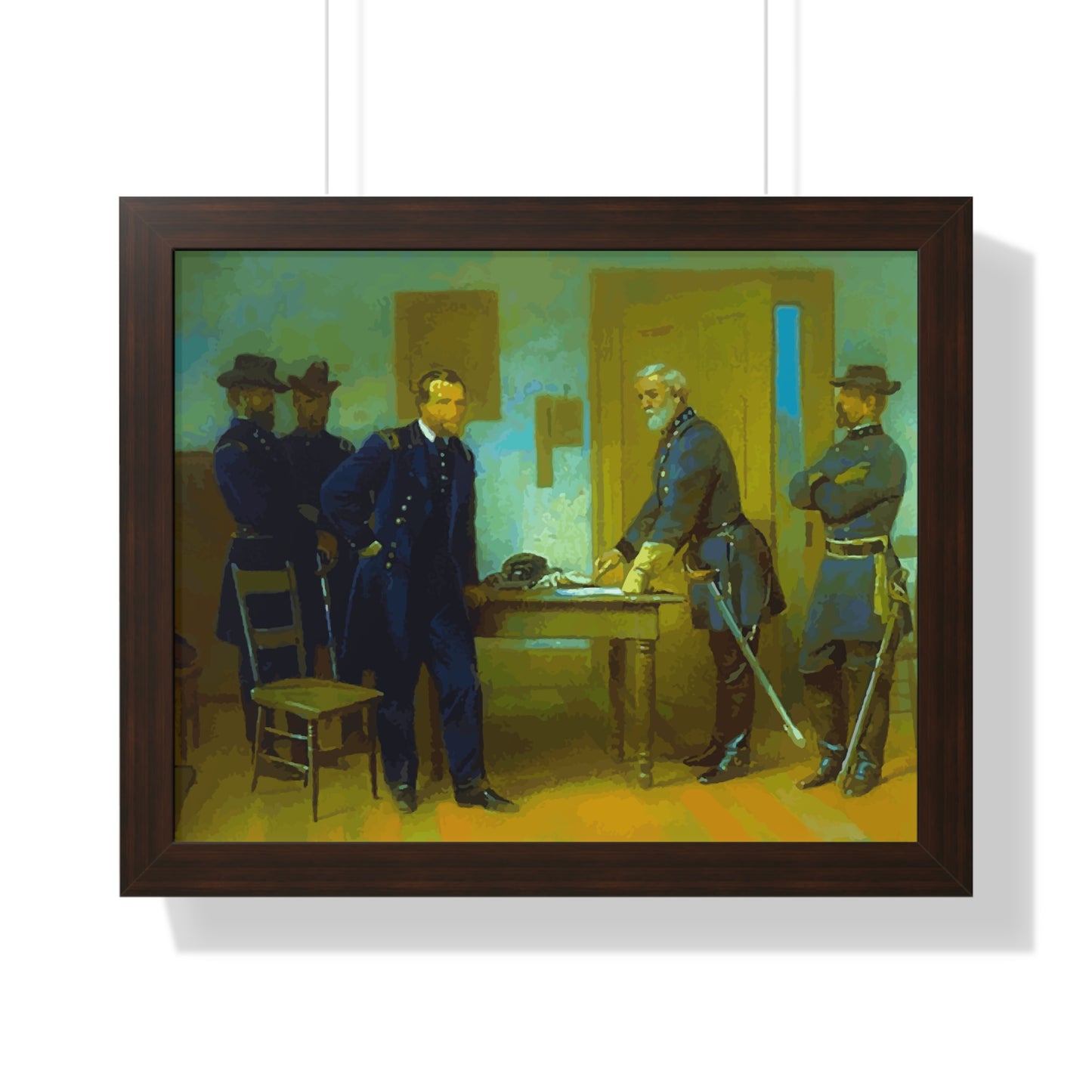 Robert E. Lee Surrenders at Appomattox to General Grant Framed Painting Poster