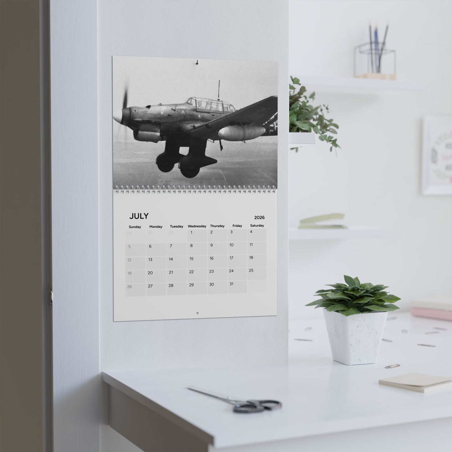 Vintage World War 2 Bomber 2026 (Grid Style) Calendar