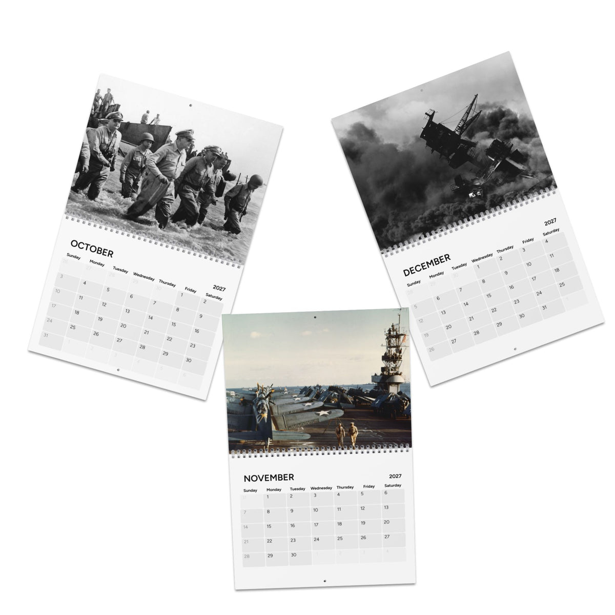 Historical WWII Photo Wall Calendar 2027 — Black & White Military History Calendar