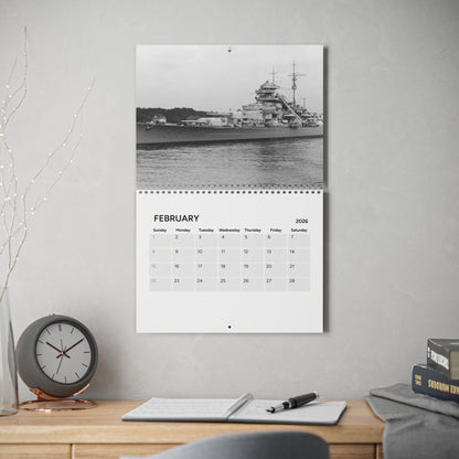Vintage World War 2 Battleship (Grid Style) 2026 Calendar