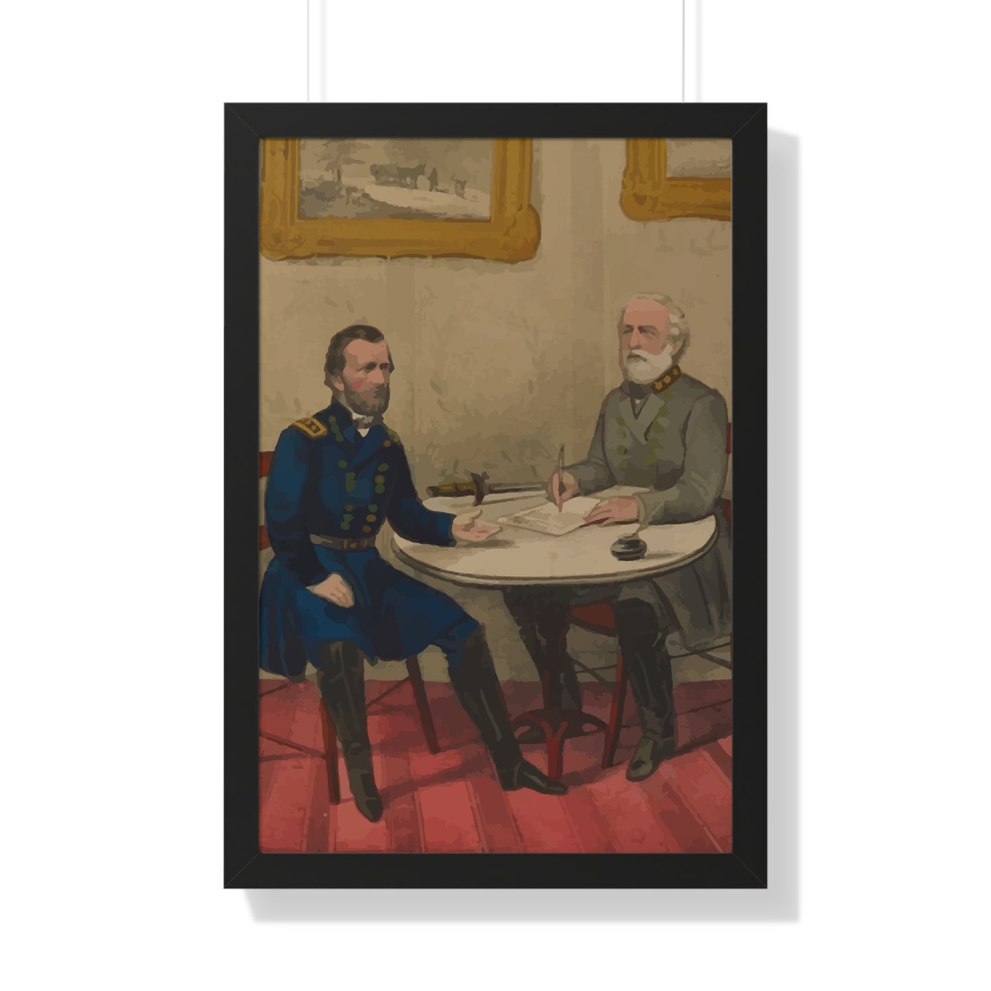 Robert E. Lee's Surrender at Appomattox Framed Painting Poster