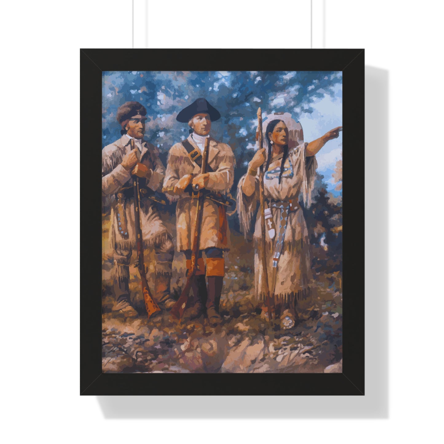 Meriwether Lewis, William Clark, and Sacagawea Framed Painting Poster