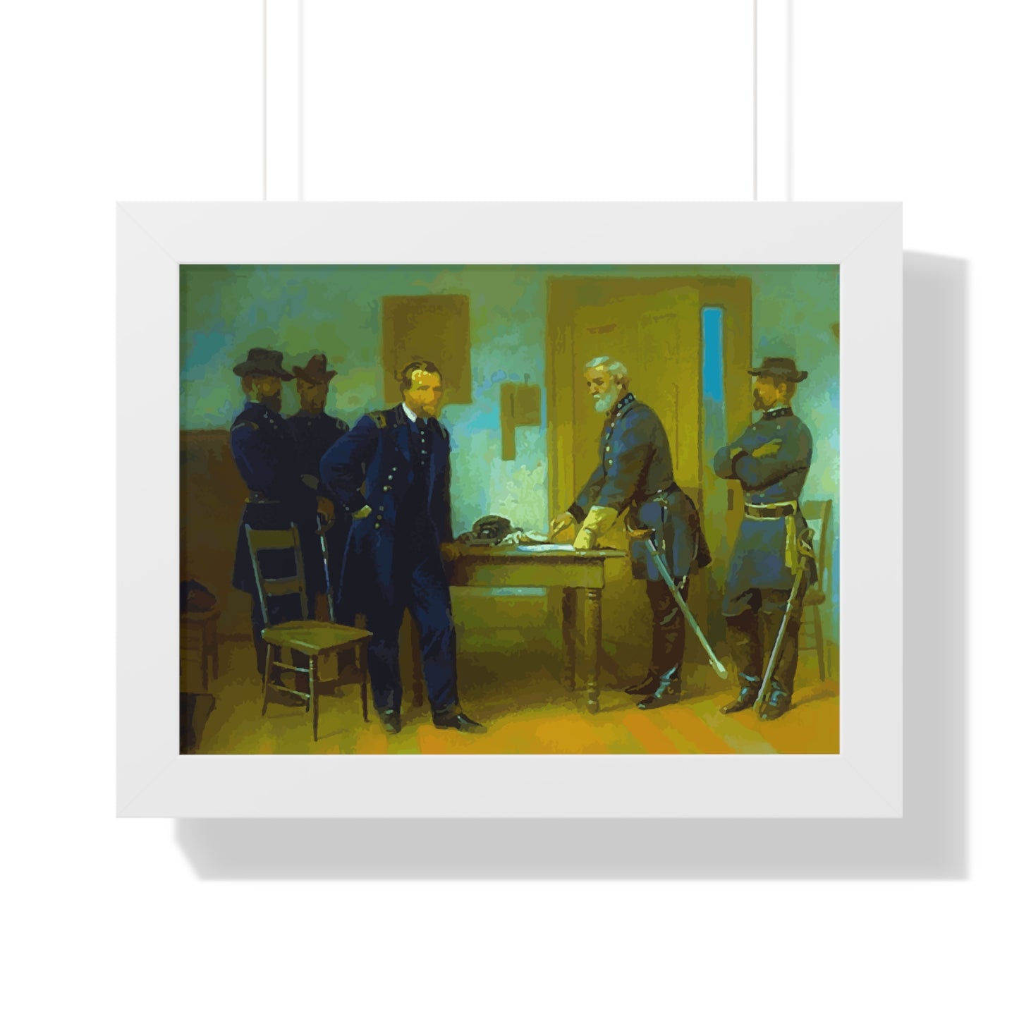 Robert E. Lee Surrenders at Appomattox to General Grant Framed Painting Poster