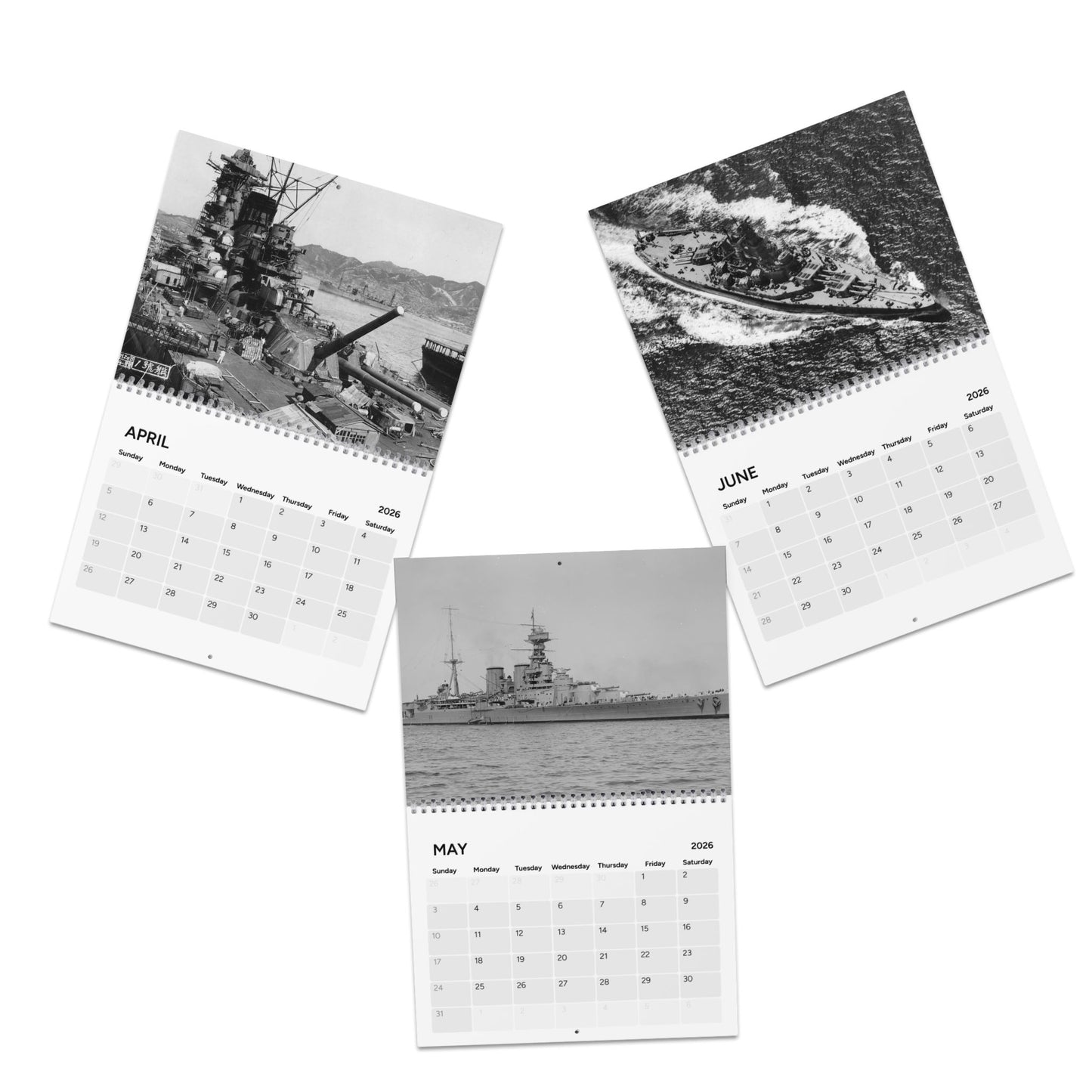 Vintage World War 2 Battleship (Grid Style) 2026 Calendar