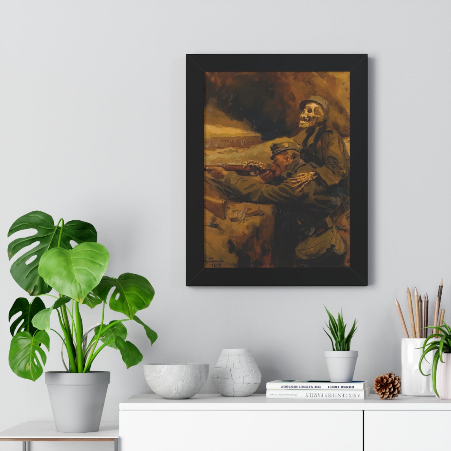 Death and the Soldier Framed Painting Poster