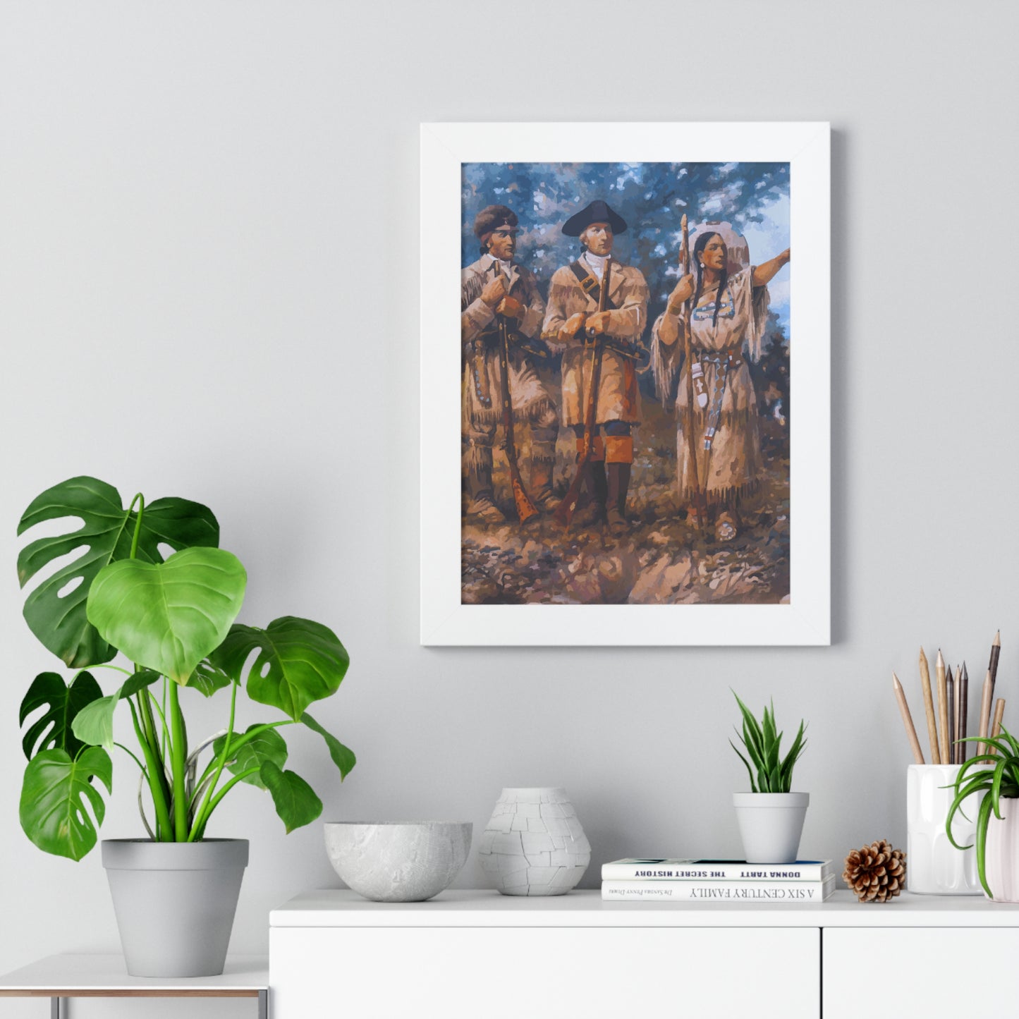 Meriwether Lewis, William Clark, and Sacagawea Framed Painting Poster