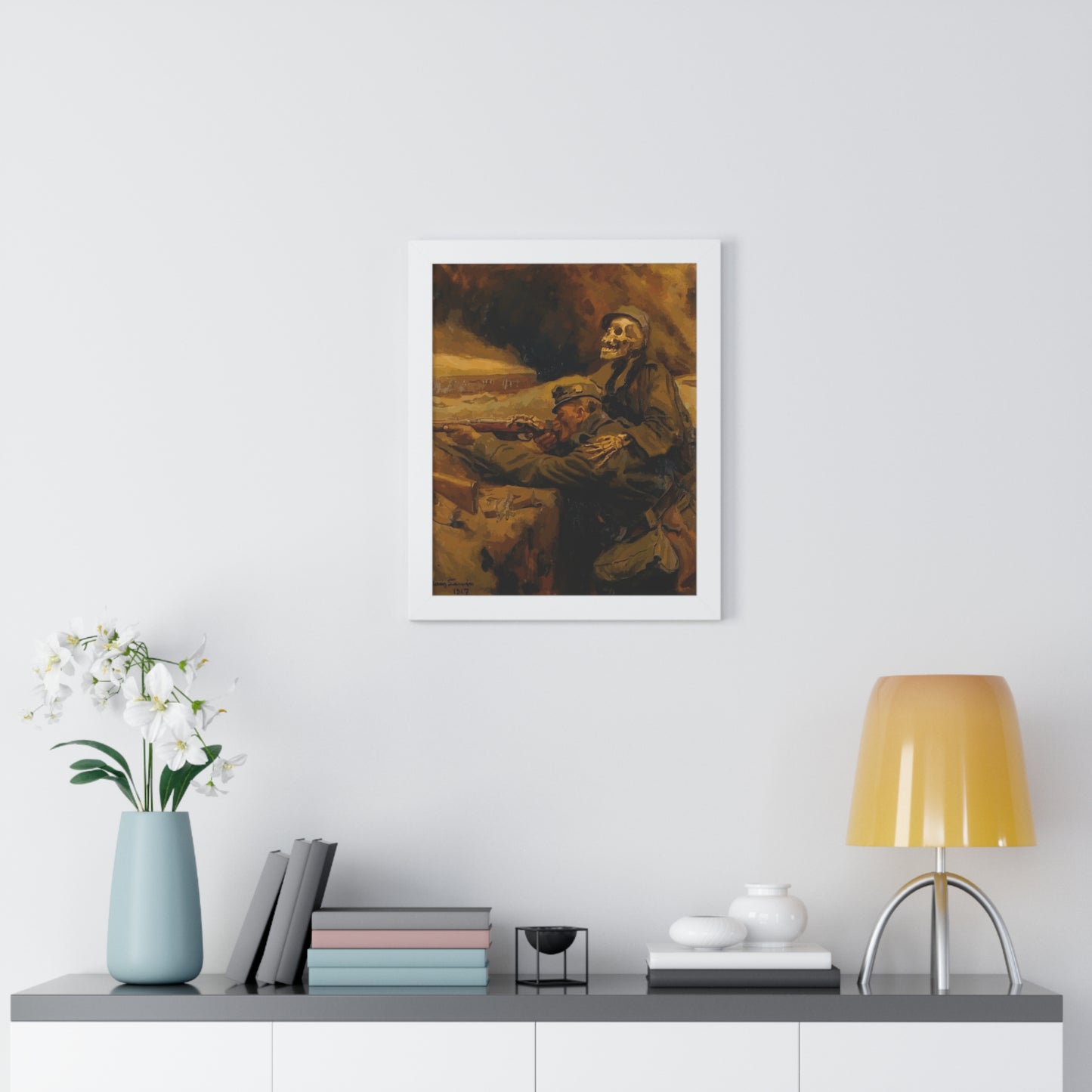 Death and the Soldier Framed Painting Poster