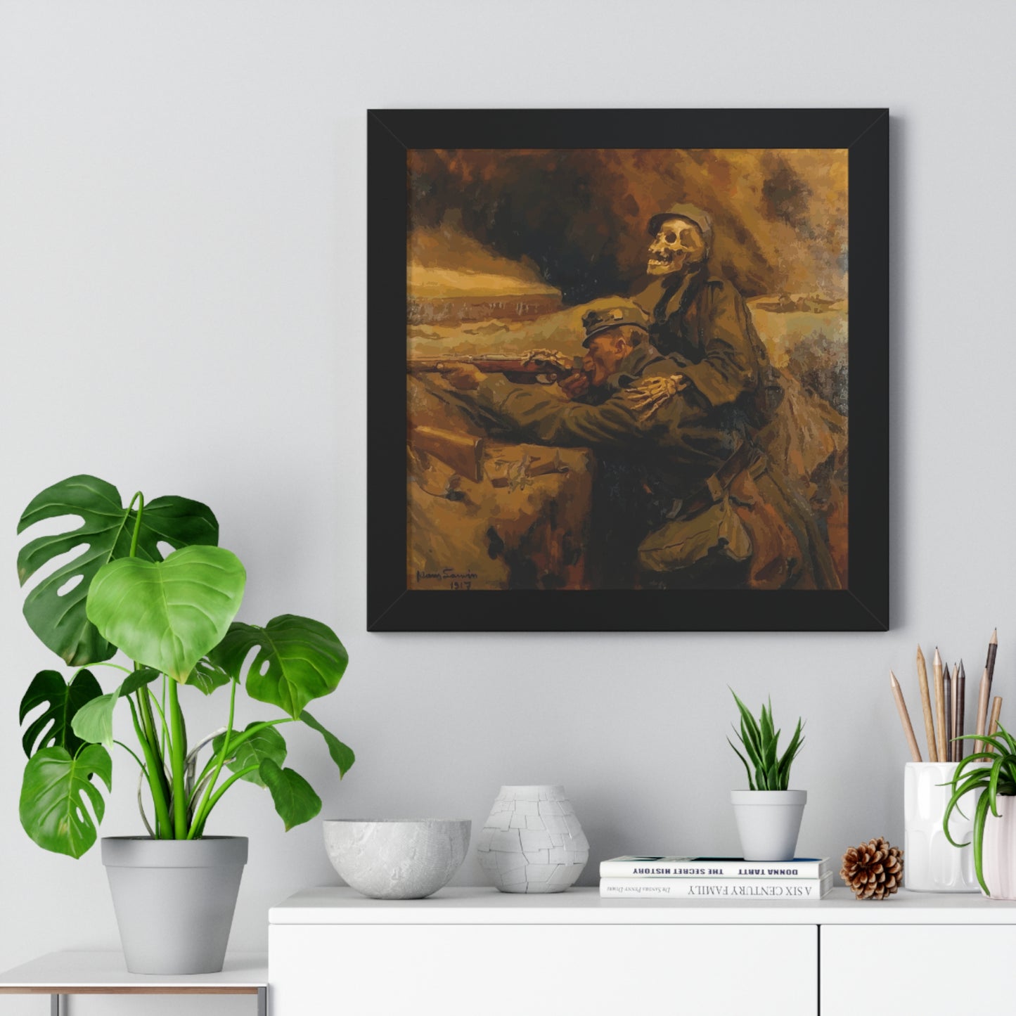 Death and the Soldier Framed Painting Poster