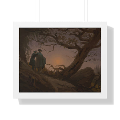 Historical Two Men Contemplating the Moon Framed Painting Poster