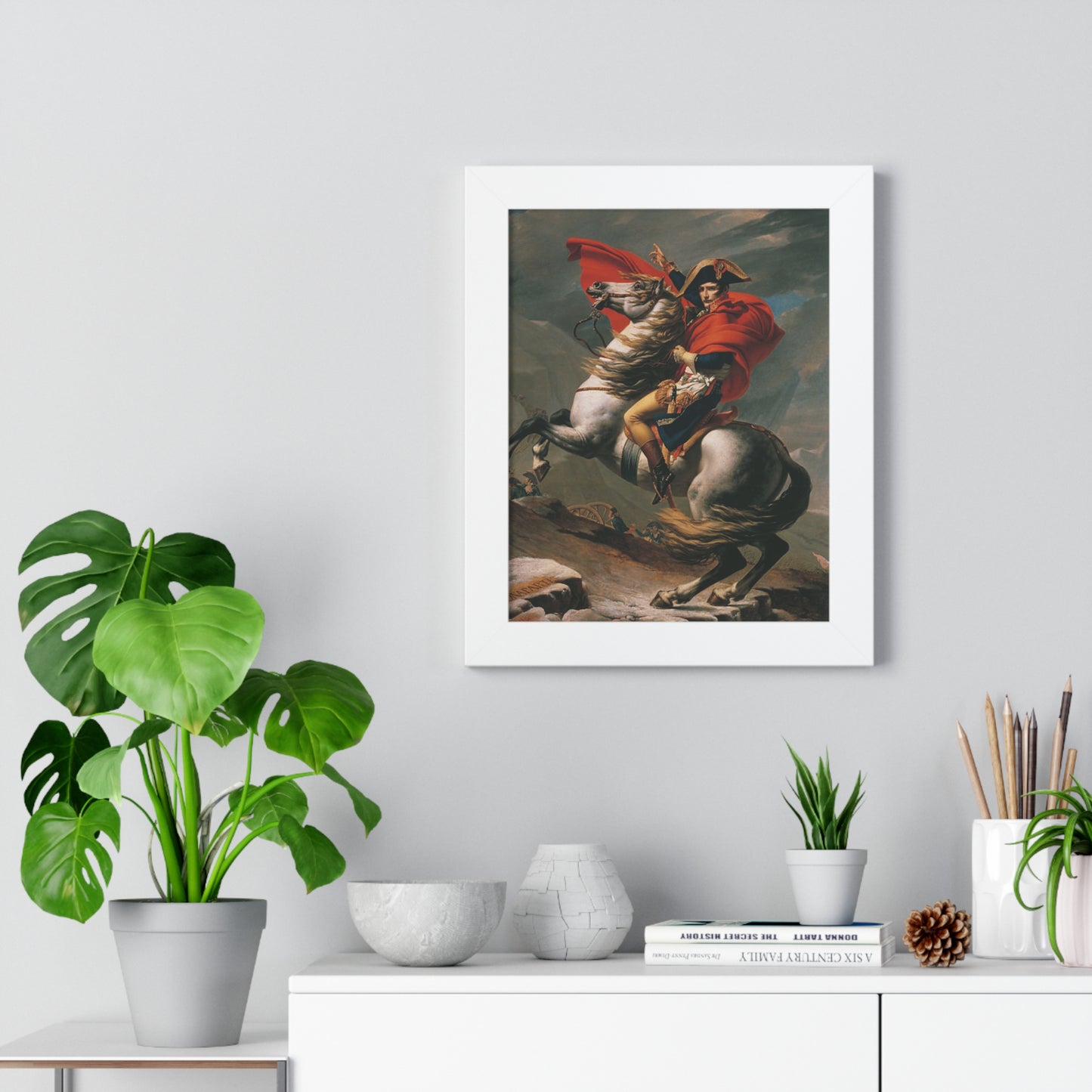 Historical Napoleon Bonaparte at the Great St. Bernard Mountain Alps Painting Poster