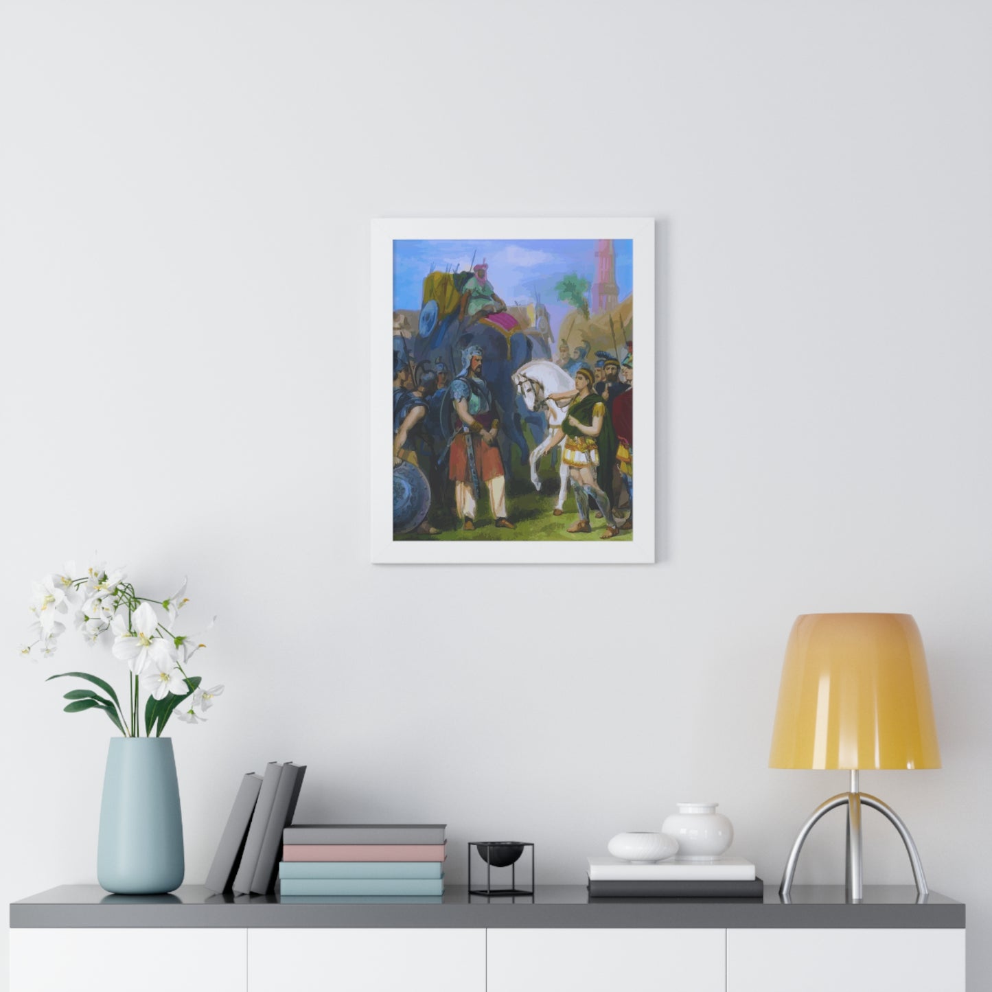 King Porus Surrender to Alexander the Great Framed Painting Poster