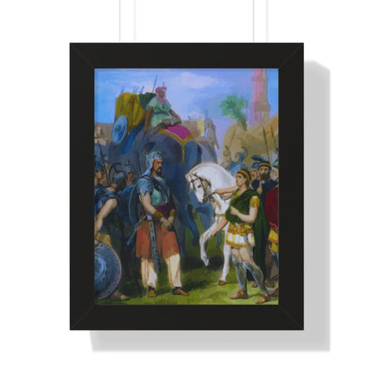 King Porus Surrender to Alexander the Great Framed Painting Poster