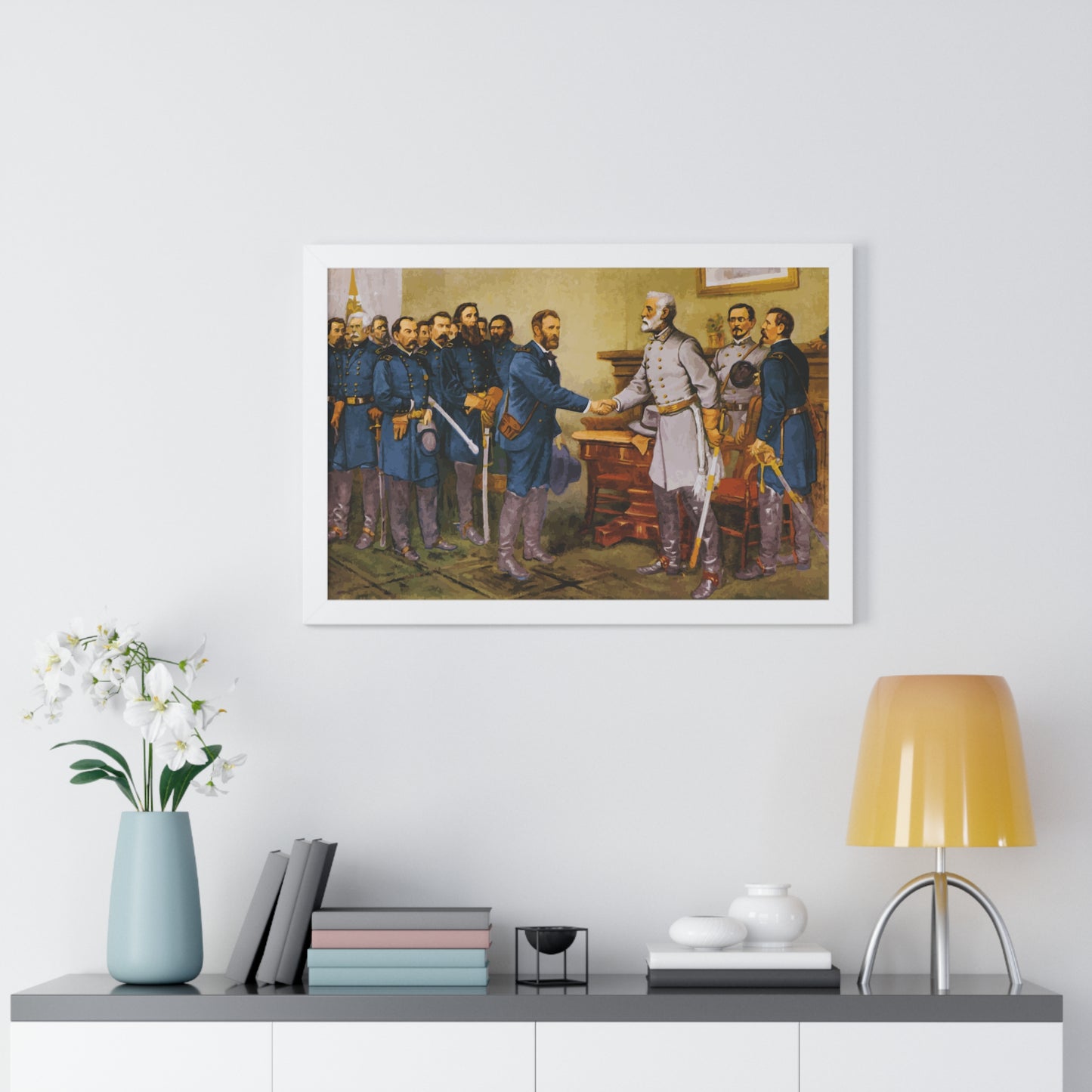 General Robert E. Lee surrenders at Appomattox Court House Framed Painting Poster