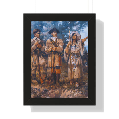 Meriwether Lewis, William Clark, and Sacagawea Framed Painting Poster