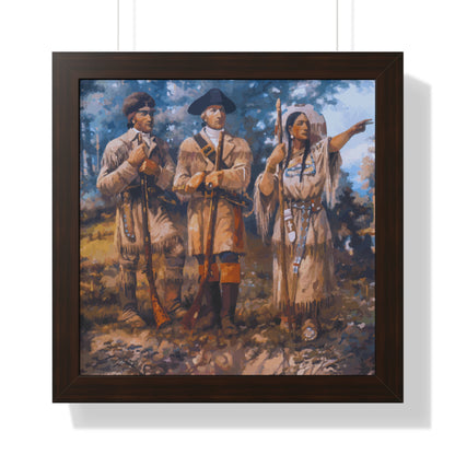 Meriwether Lewis, William Clark, and Sacagawea Framed Painting Poster