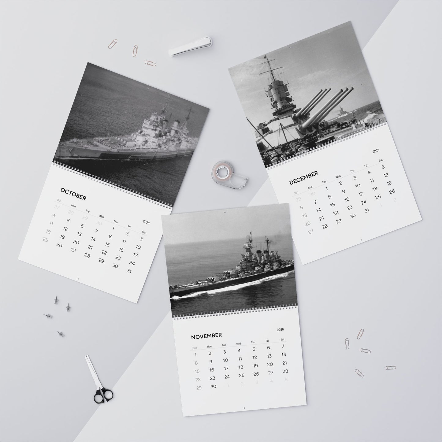 Vintage World War 2 Battleship  2026 Calendar
