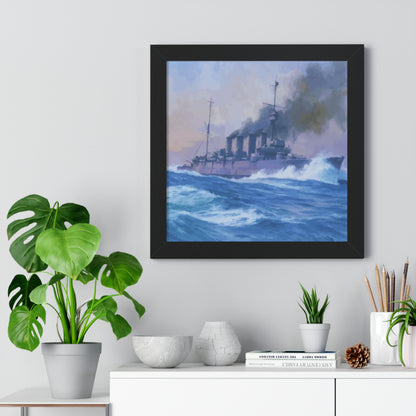 HMS Southampton at the Battle of Jutland Framed Painting Poster