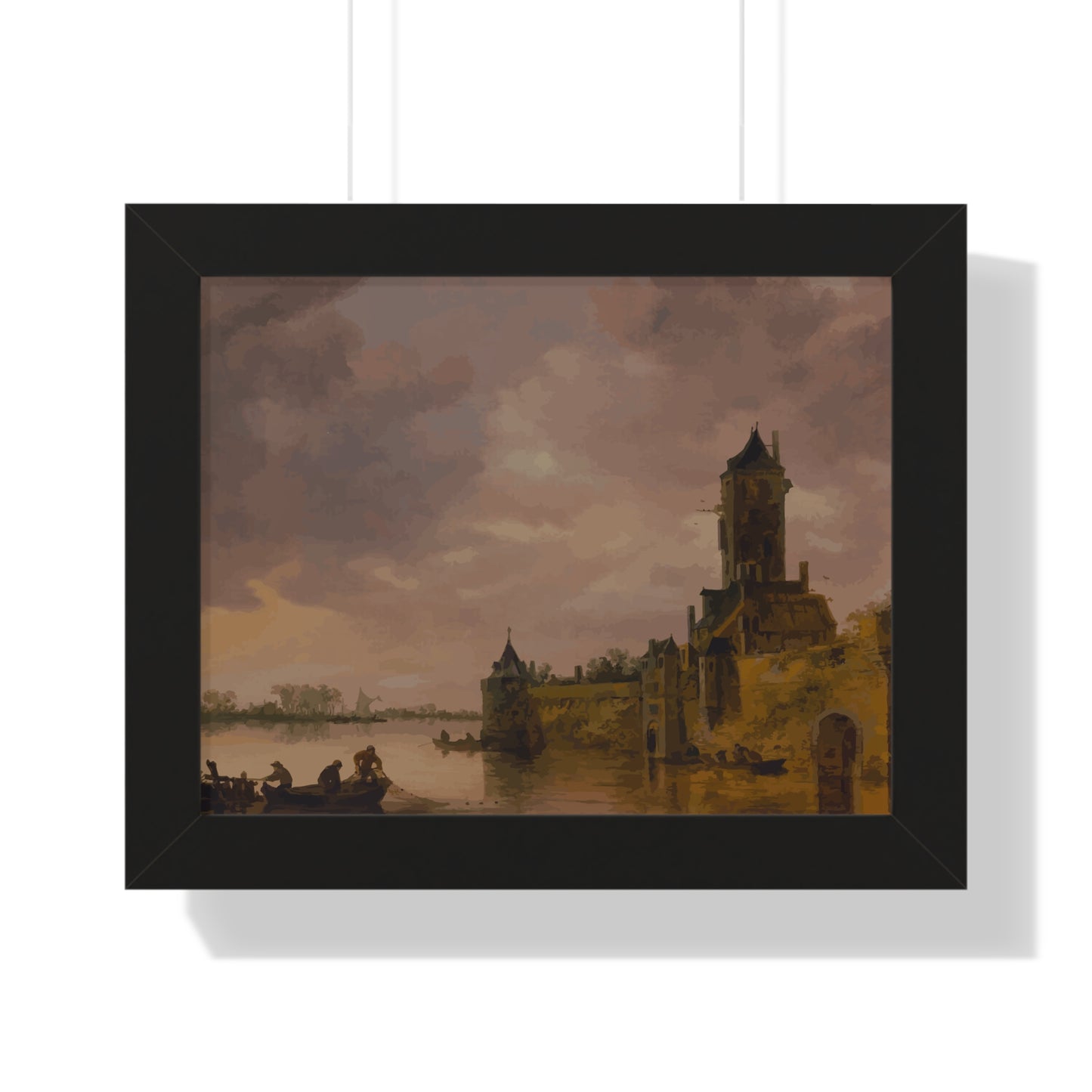 Castle by the Lake Framed Painting Poster