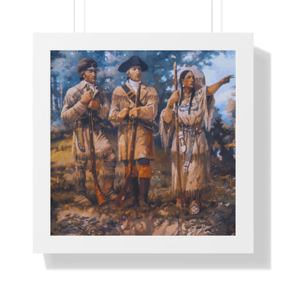 Meriwether Lewis, William Clark, and Sacagawea Framed Painting Poster