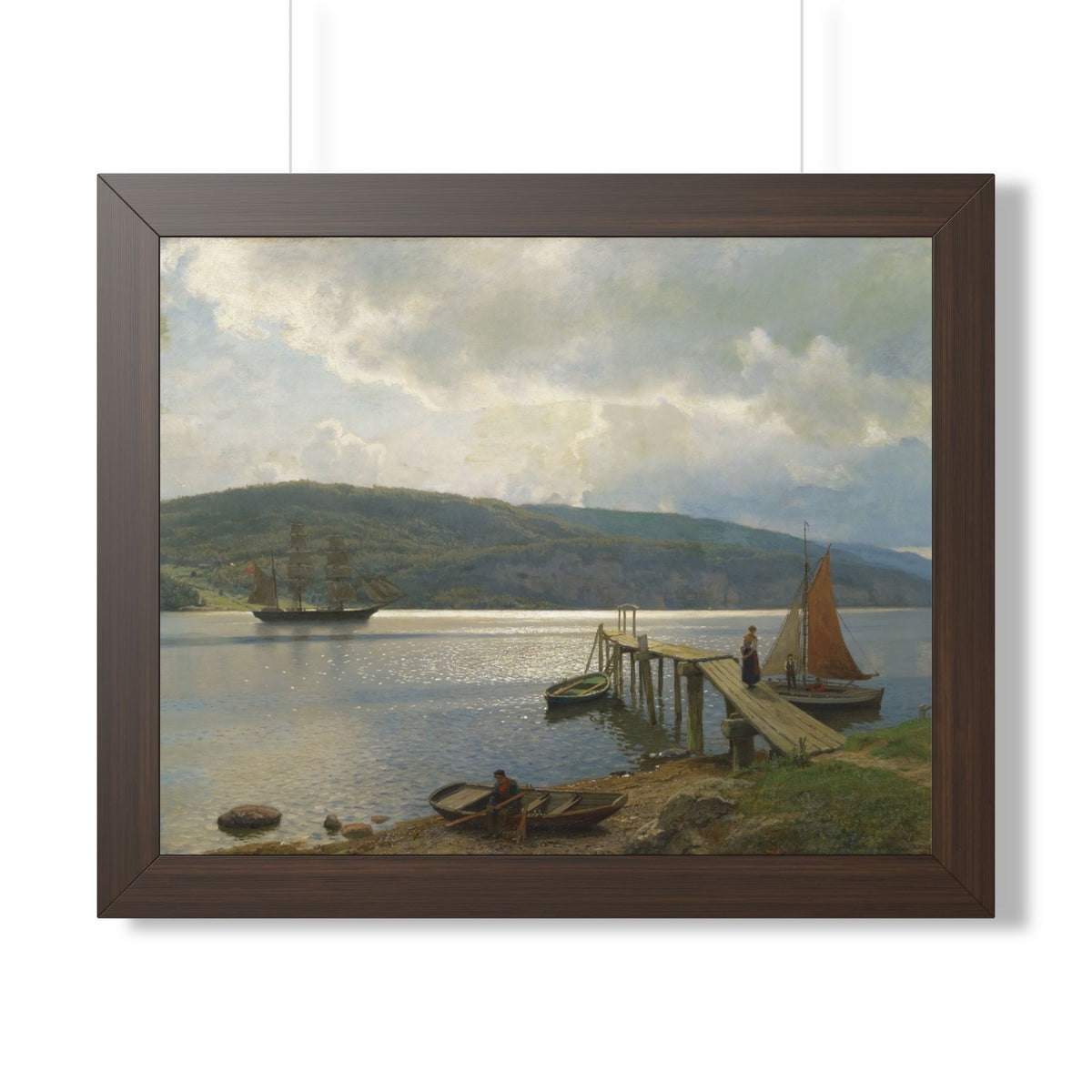 The Jetty at Feste near Moss Framed Print | Hans Gude