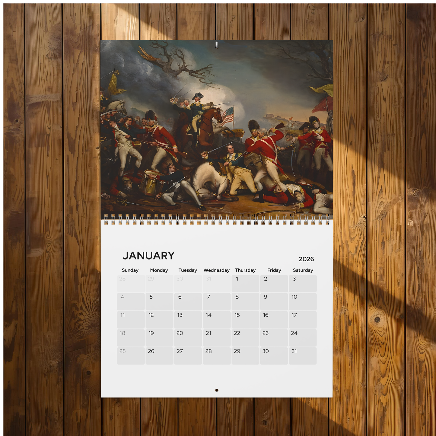 Revolutionary War 2026 Calendar (Grid Style)