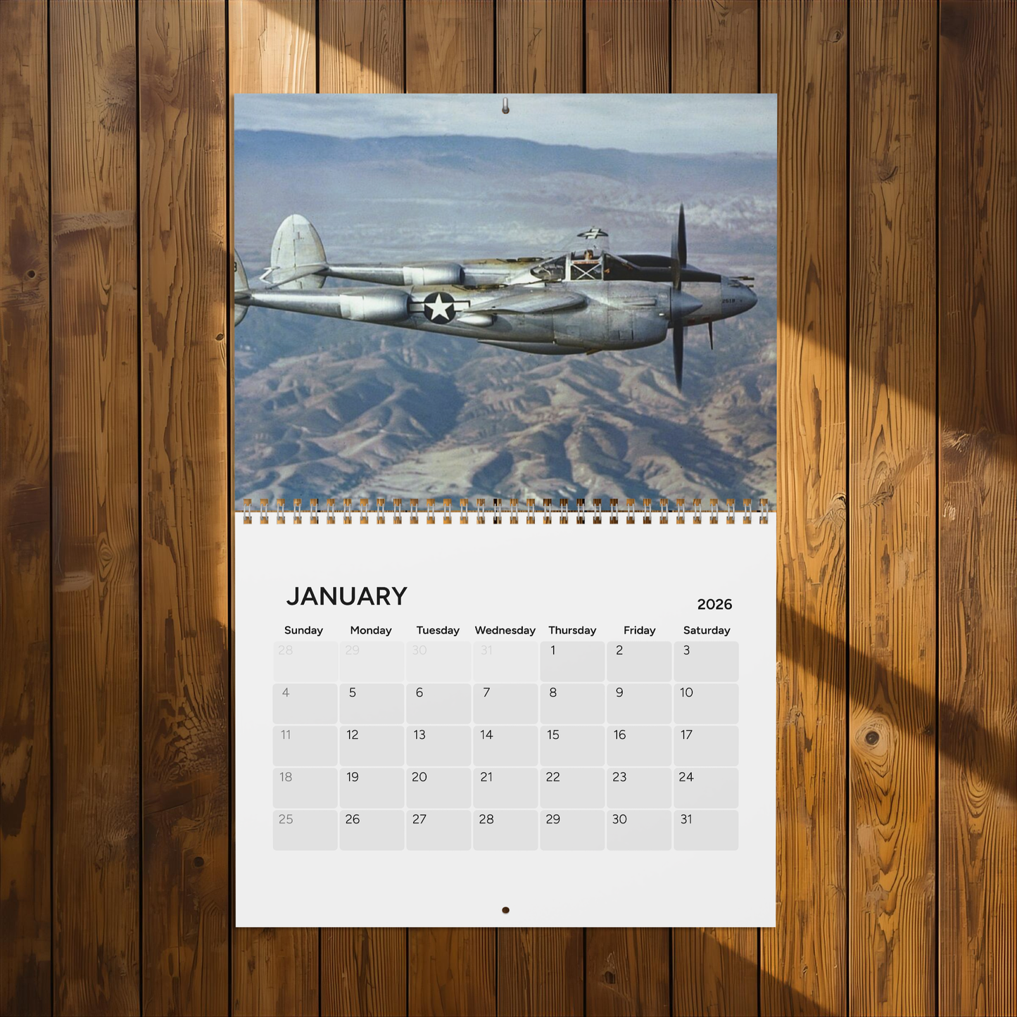 Vintage World War 2 Aircraft 2026 (Grid Style) Calendar