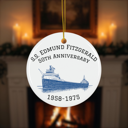 S.S. Edmund Fitzgerald 50th Anniversary Ceramic Ornament