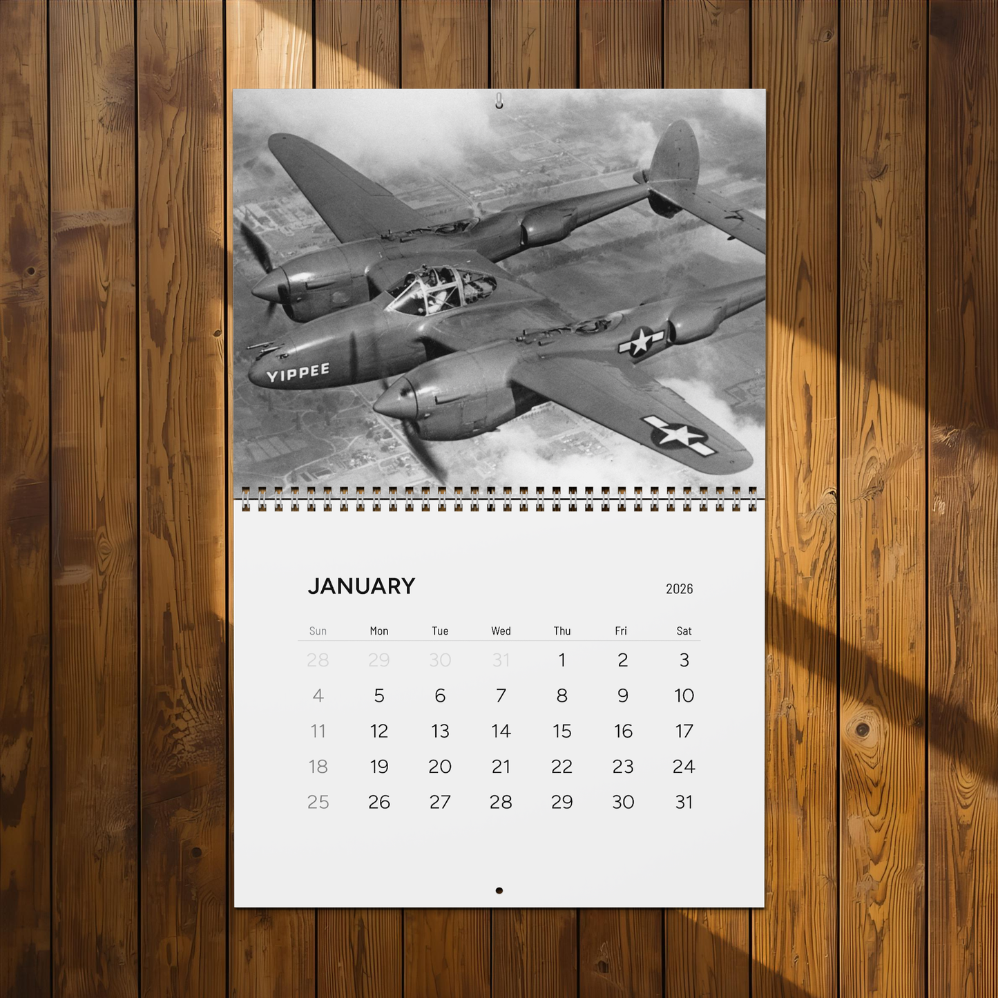 Vintage Black and White World War 2 Aircraft Calendar