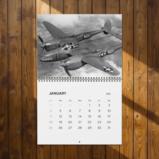 Vintage Black and White World War 2 Aircraft Calendar