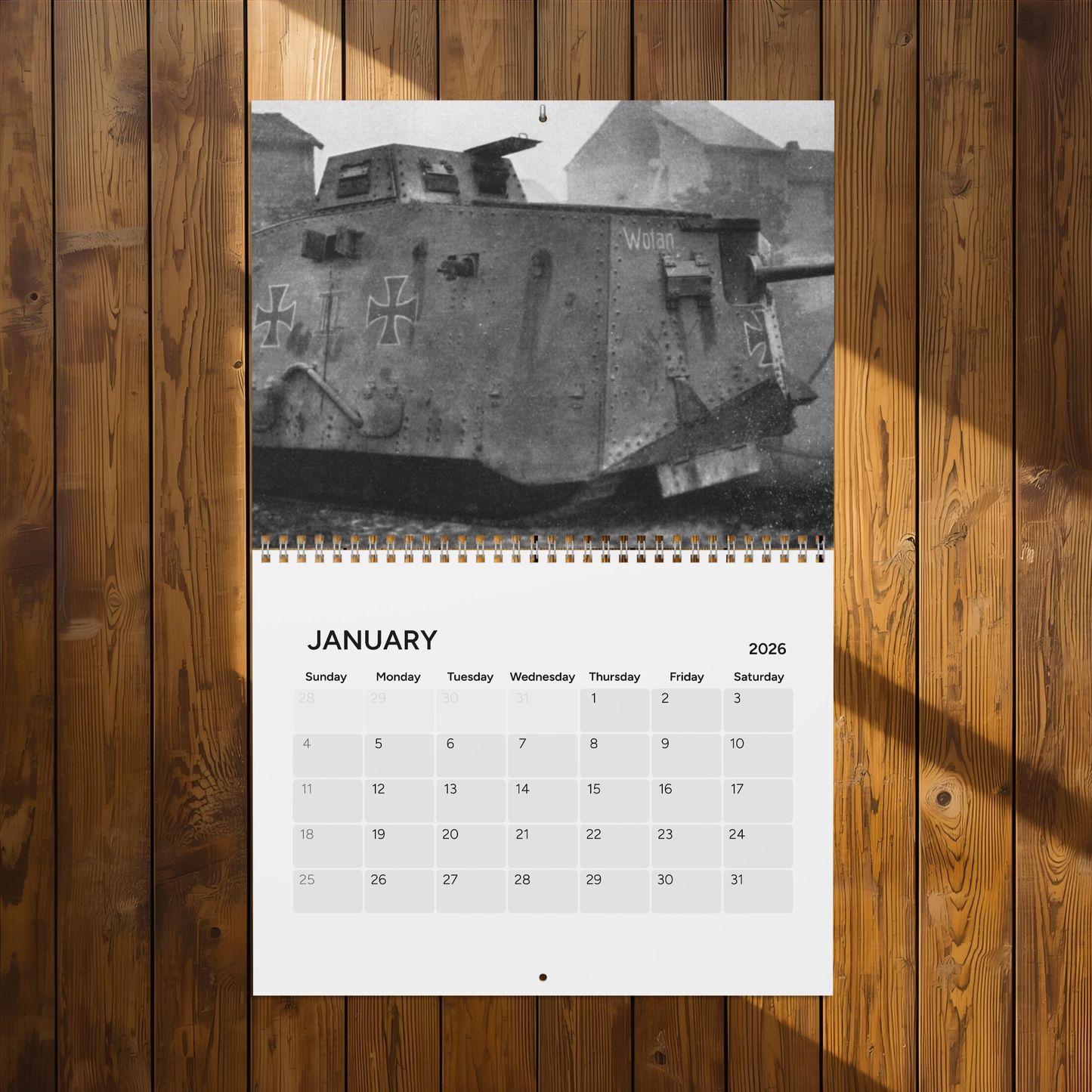 Tanks Throughout History 2026 (Grid Style) Calendar