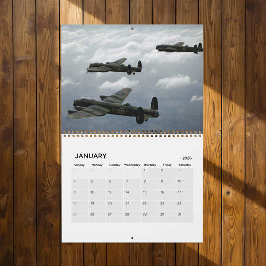 Vintage World War 2 Bomber 2026 (Grid Style) Calendar