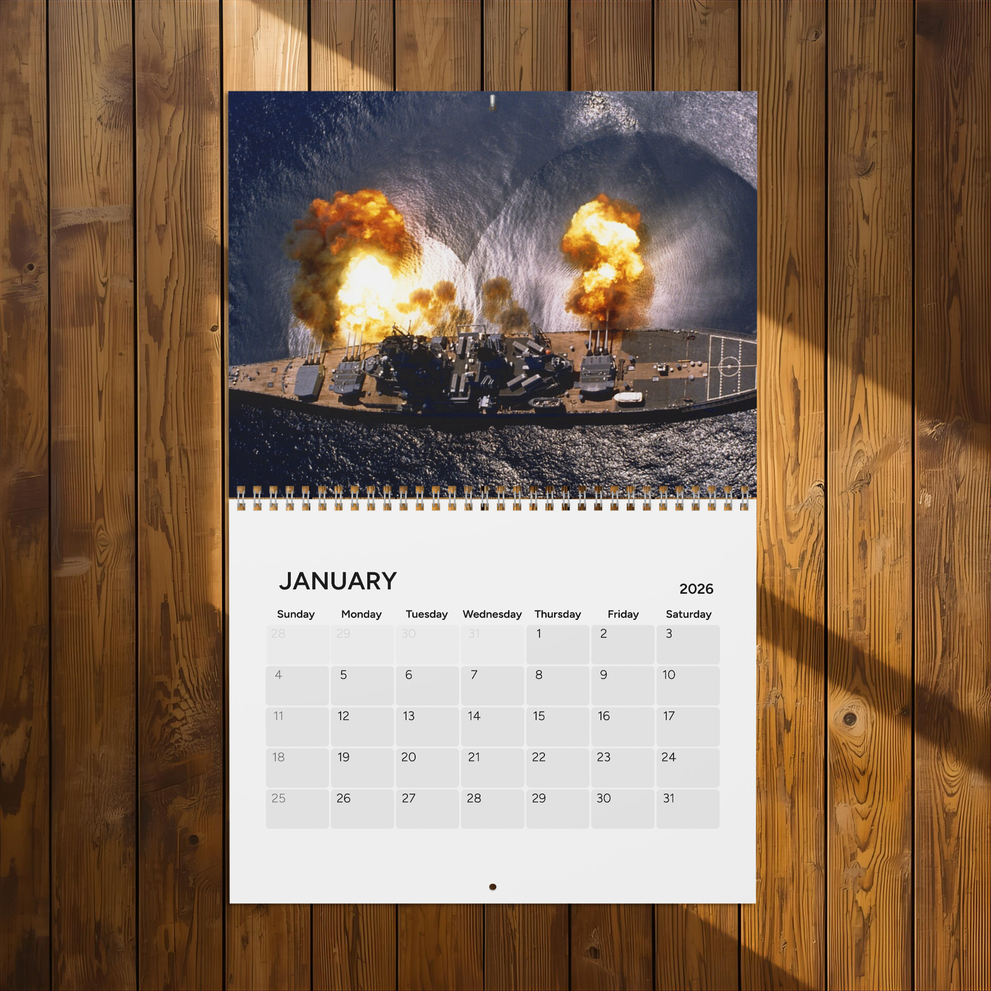 Vintage World War 2 Battleship (Grid Style) 2026 Calendar
