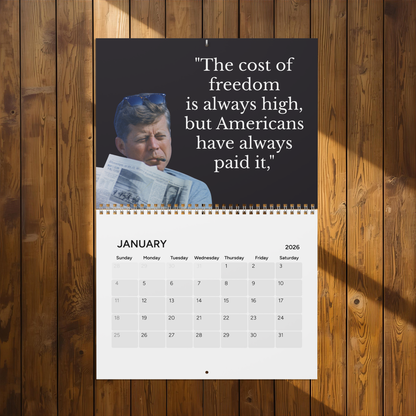 President John F. Kennedy Quote (Grid Style) 2026 Calendar